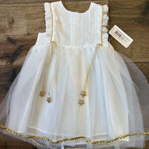 Le Mo Mo White Gold Trimmed Dress